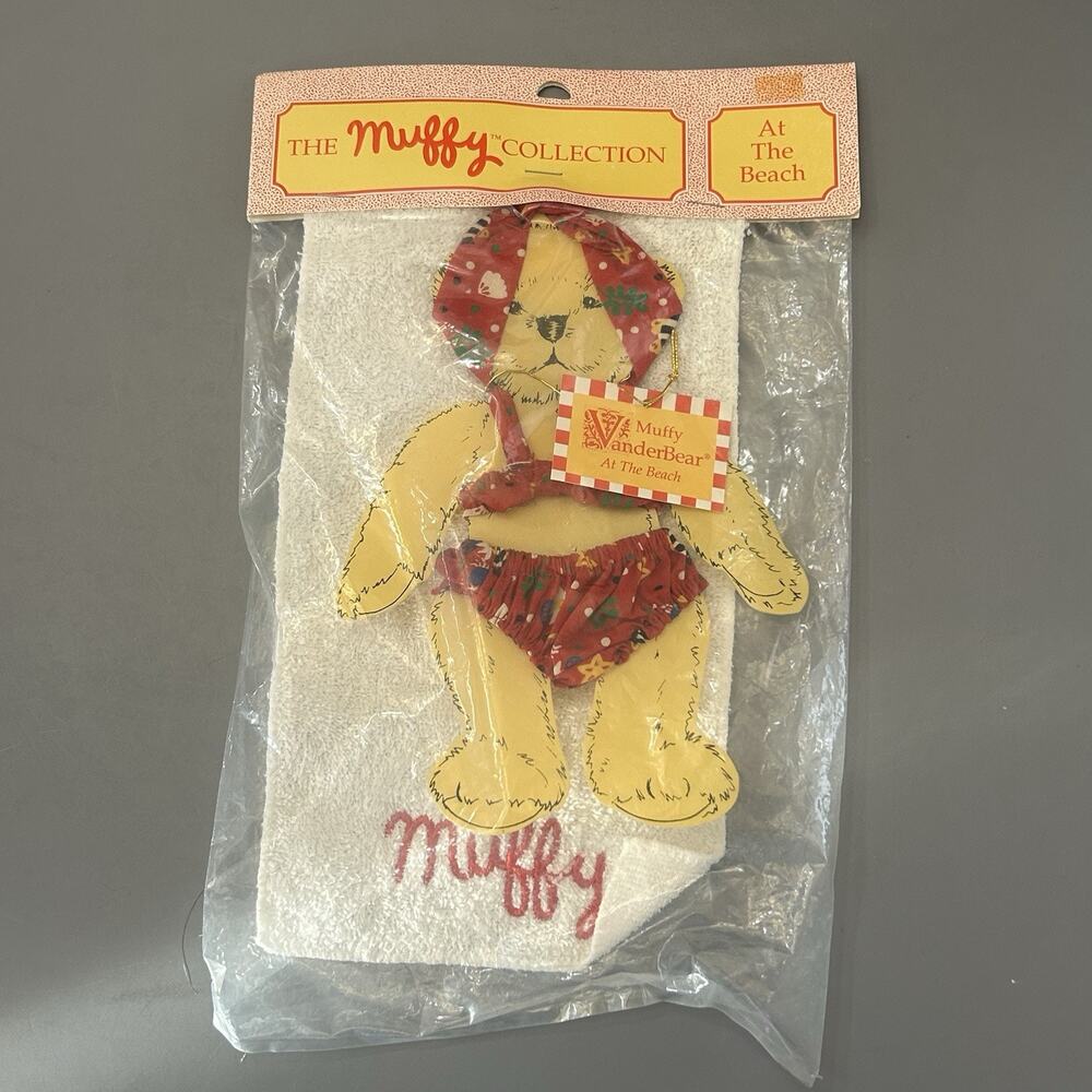The Muffy Collection Vanderbear At The Beach Towel Swimsuit NOS 1989 Vintage